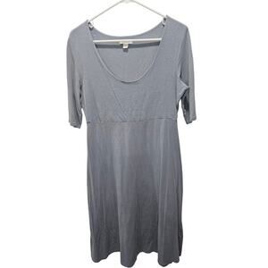 Garnet Hill Blue A-Line Dress Scoop Neck Minimalist Lagom Soft Knit Size S